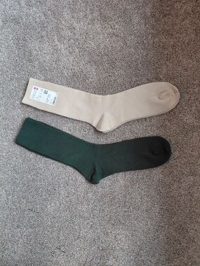 Uniqlo Men’s Socks - Beige & Dark Green